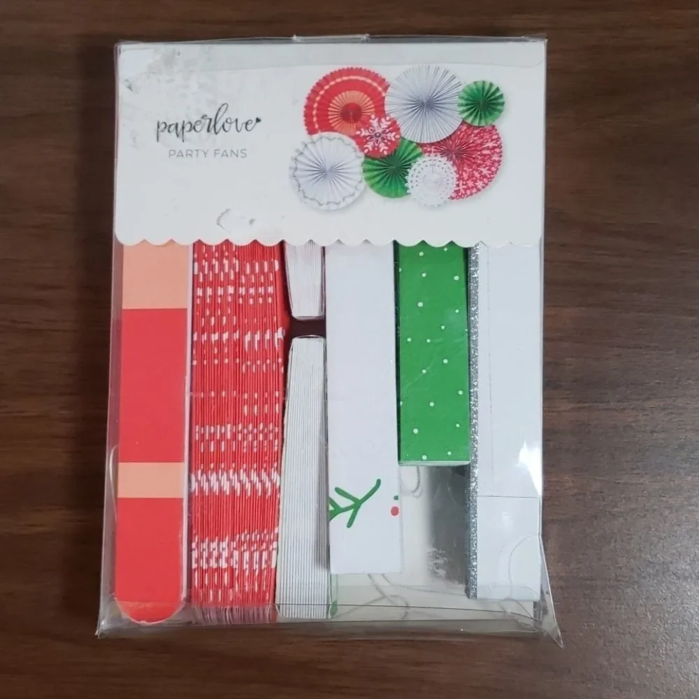 Party Fans by‎ Paperlove NIB Oh What Fun Christmas